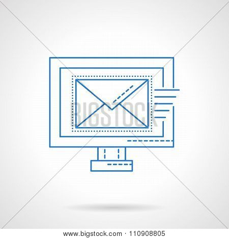 E-mail blue flat line vector icon