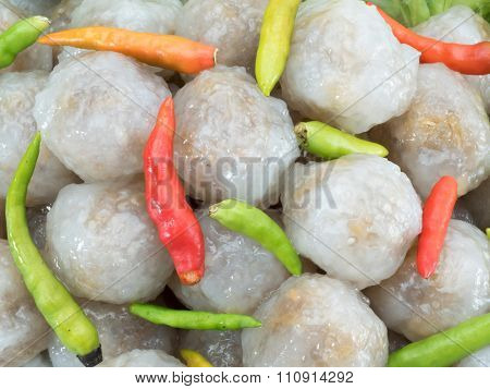 Kanom Sago; Thai Dessert ; Powdery Starch From Certain Sago Palm