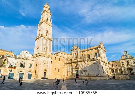 Piazza Del Duomo Square With Cathedral In Lecce