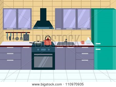 Modern Kitchen Interior With Furniture