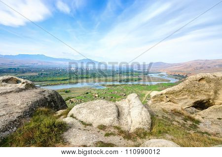 View on river Kura from Uplistsikhe cave complex