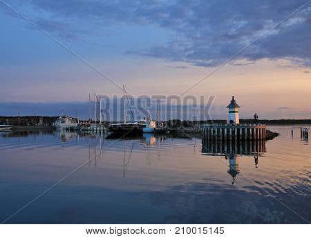 Sunset scene in Ebeltoft Denmark. East coast.