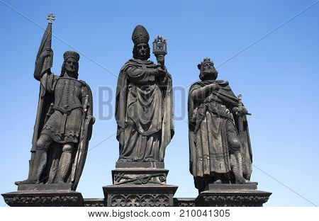 Statue Of Saints Norbert, Wenceslas And Sigismund For Czechia People And Foreigner Travelers Visit A