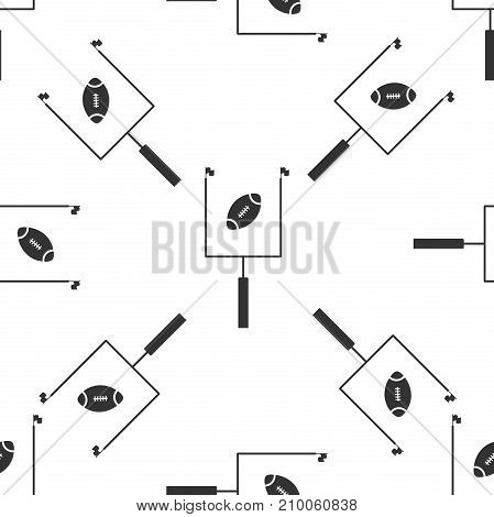 American football with goal post icon seamless pattern on white background. Flat design. Vector Illustration