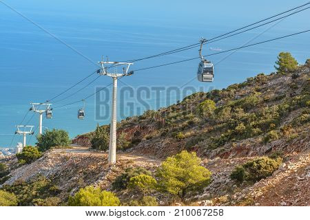 Cable Car to Mount Calamorro near Benalmadena on September 3 2017 in Andalucia Spain.