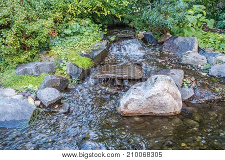 A view of a rocky stream in Seatac Washington.