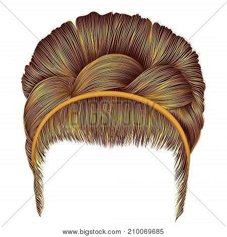 babette of hairs with pigtail bright yellow colors . trendy women fashion beauty style . realistic 3D . retro  hairstyle .