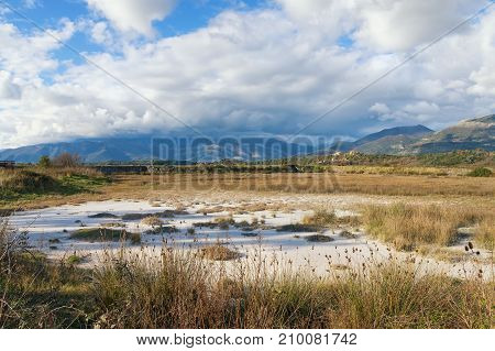 View of special botanical and animal reserve Solila on a sunny winter day. Montenegro