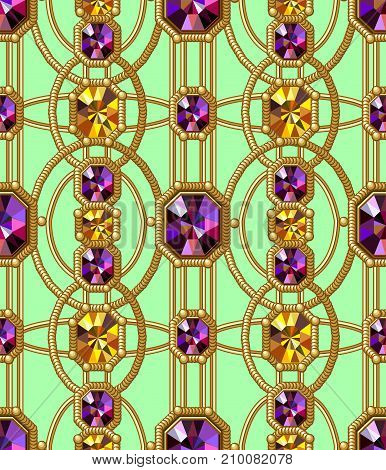 Vector Seamless Pattern. Gems, Enamel. Multicolor Glamour Background.