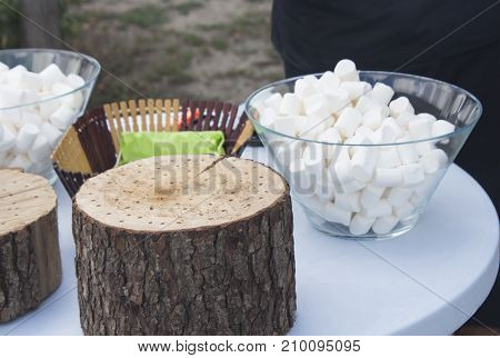 Sweet and hot marshmallows on stick over the bonfire barbecue, campfire, campfire, camp, concoction, delicious, sunset, aim, flame, food, funny, grill, marshmallow, night