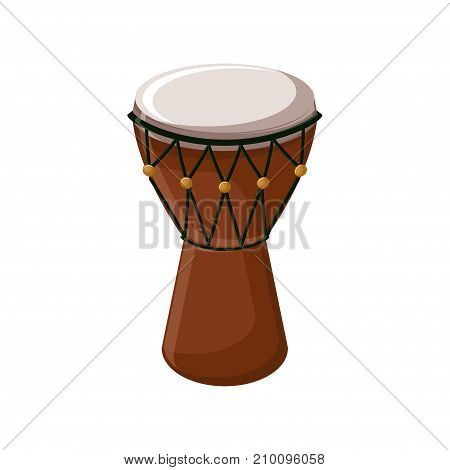 Turkish traditional drum isolated over white background. Cartoon vector illustration in flat style.