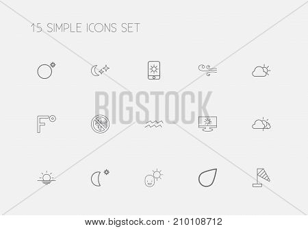 Set Of 15 Editable Air Outline Icons. Includes Symbols Such As Water Bearer, Male, Wind Measurement And More