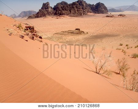 Landscape of Wadi Rum valley of the Moon desert in Jordan