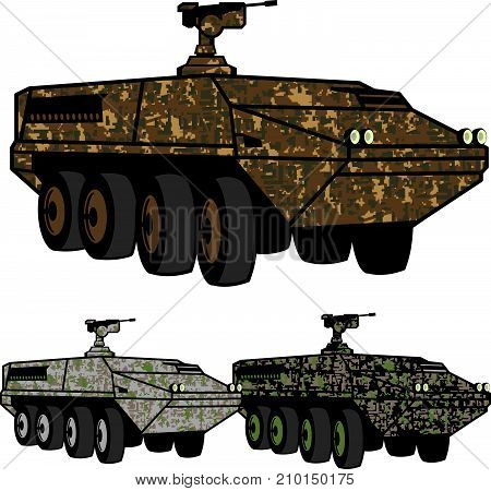 Apc Personnel Carrier Armored Machine Different Camouflage Illustration Elements
