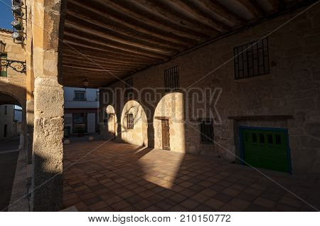 Main Square of Buendia. It is a municipality in Cuenca Castile-La Mancha Spain.