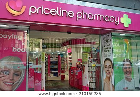 Sydney Australia - October 17 2017: Priceline Pharmacy store on Oxford st. Priceline is one of the largest Australian health and beauty retailers owned and operated by Australian Pharmaceutical Industries.