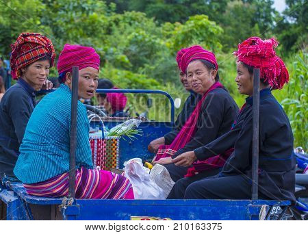 INLE LAKE MYANMAR - SEP 07 : Pao tribe women in Shan state Myanmar on September 07 2017 Pao is the seventh largest ethnic nationality in Myanmar