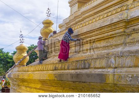 MANDALAY MYANMAR - SEP 02 : Sandamuni Pagoda in Mandalay Myanmar on September 02 2017 Sandamuni Pagoda is a Buddhist stupa located southwest of Mandalay Hill