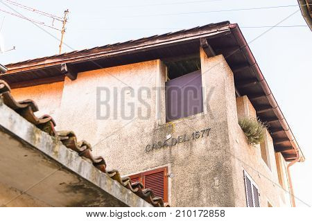 CARONA SWITZERLAND - DEC 6 2015: House in Carona a former municipality in the district of Lugano in the canton of Ticino in Switzerland