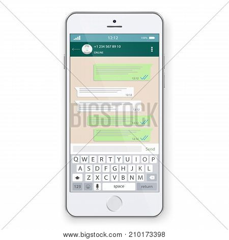 Social network concept. Blank template. Chatting and messaging. SMS messages sending. Vector modern chatting window. Chating and messaging concept. Vector.
