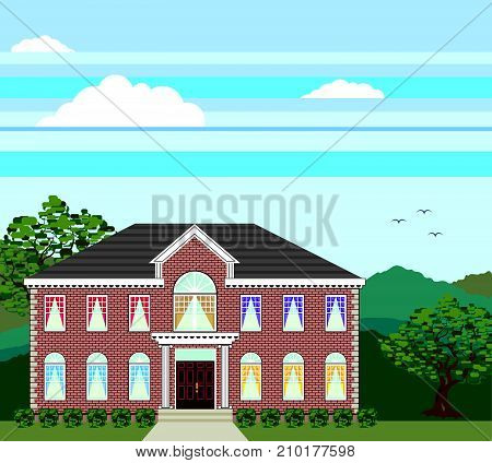 Small Mansion Vector Illustration Clip-art Image Eps