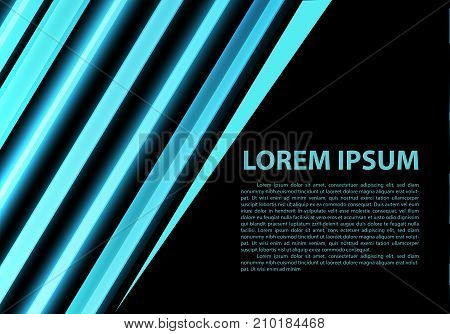 Blue light neon on balck blank space wiht simple text design modern futurisitc artwork background vector illustration.