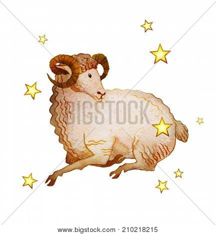 Astrological sign of the zodiac Aries textured isolated on a white background