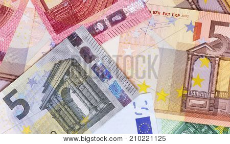 Euro Money Of Different Denominations Abstract Background.