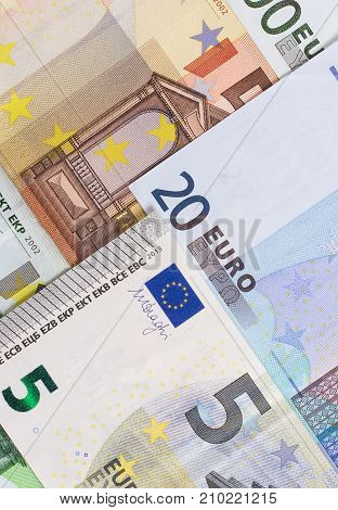 Euro Money Of Different Denominations Abstract Background.