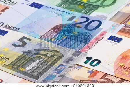 Euro Money Of Different Denominations Abstract Background.