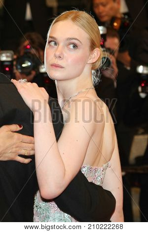 CANNES, FRANCE - MAY 20, 2016: Elle Fanning  attends the 'The Neon Demon' Premiere. 69th annual Cannes Film Festival at the Palais des Festivals 