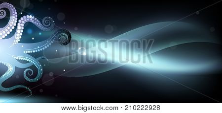 abstract background with shining tentacles of an octopus