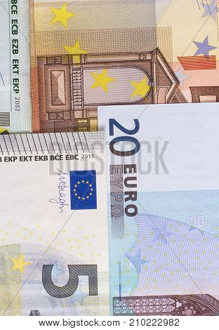 Euro Money Of Different Denominations Abstract Background.