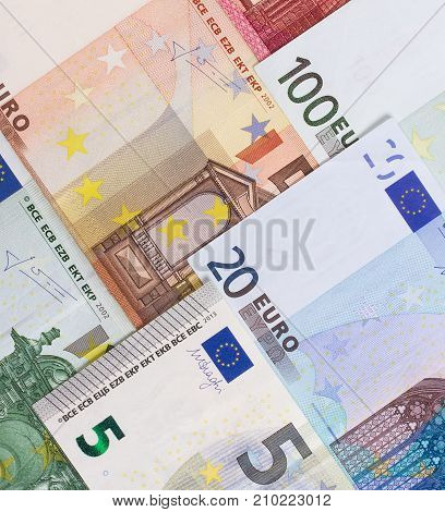 Euro Money Of Different Denominations Abstract Background.