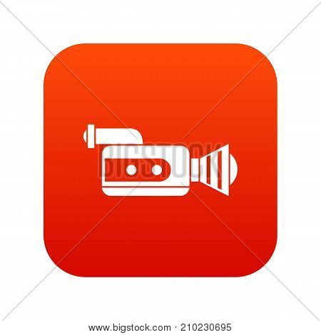 Retro camera icon digital red for any design isolated on white vector illustration