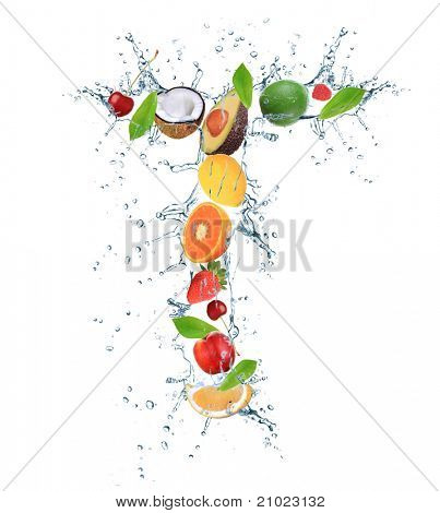 Letra do alfabeto de frutas frescas