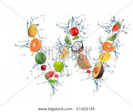 Letra do alfabeto de frutas frescas