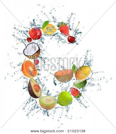 Letra do alfabeto de frutas frescas