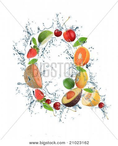 Letra do alfabeto de frutas frescas