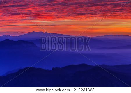 sunrise in the Buila Vanturarita Mountains Romania