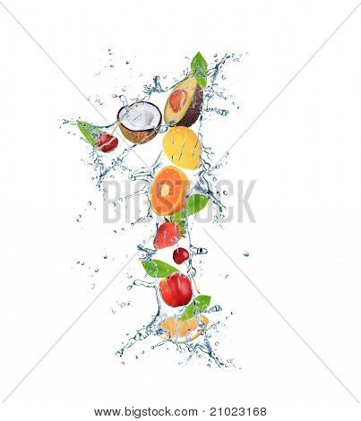Número do alfabeto de frutas frescas