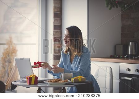 Beautiful Young Businesswoman Have A Coffee Break