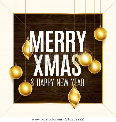 Merry Xmass and Happy New Year text. Calligraphic Lettering. New year and Xmas Holidays design. Vector illustration.