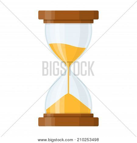 Sandglass icon isolated on white background. Time hourglass in flat style. Sandclock vector illustartion.