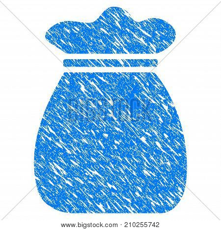 Grunge Profit Bag icon with scratched design and unclean texture. Unclean vector blue Profit Bag pictogram for rubber seal stamp imitations and watermarks. Draft emblem symbol.