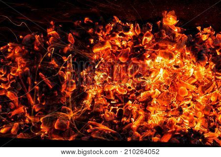 abstract background of burning coals . Photo of an abstract texture
