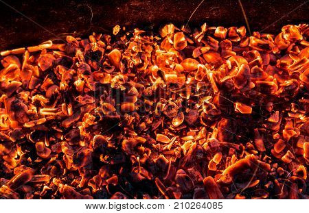 abstract background of burning coals . Photo of an abstract texture