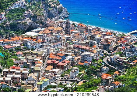 View Of The City Of Minori On Amalfi Coast