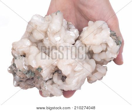 Stilbite natural cluster isolated on white background