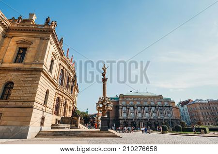 Prague, Czech Republic - September 29, 2017: The Building Of Rudolfiunum Concert Halls On Jan Palach